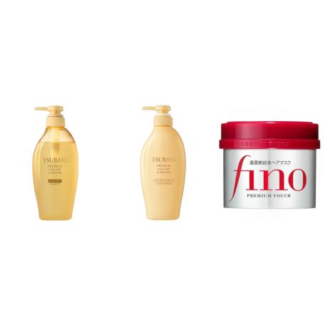 Shiseido Tsubaki Premium Volume & Repair Shampoo, Conditioner Set + FINO